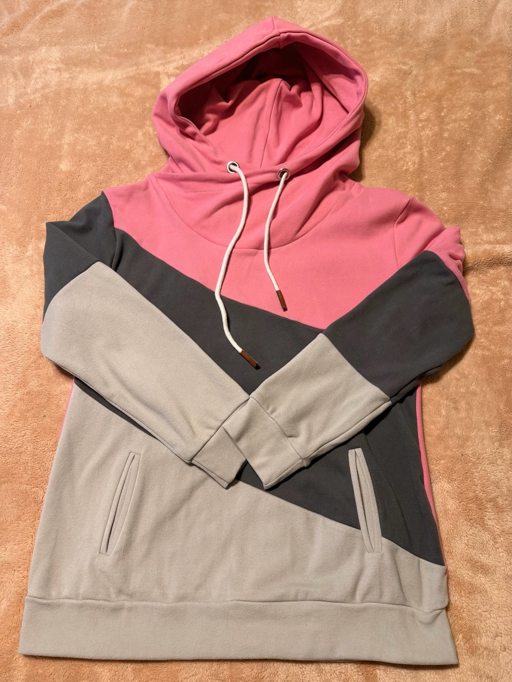 Women’s Colorblock Hoodie - Pink, Gray, Charcoal